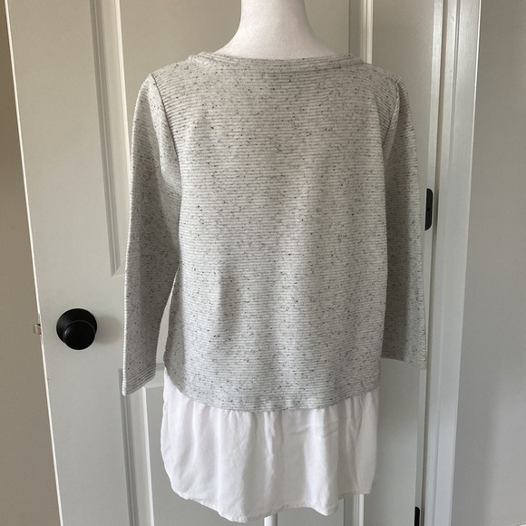 LOFT petite medium top 3/4 sleeves layered look ribbed - Picture 8 of 12